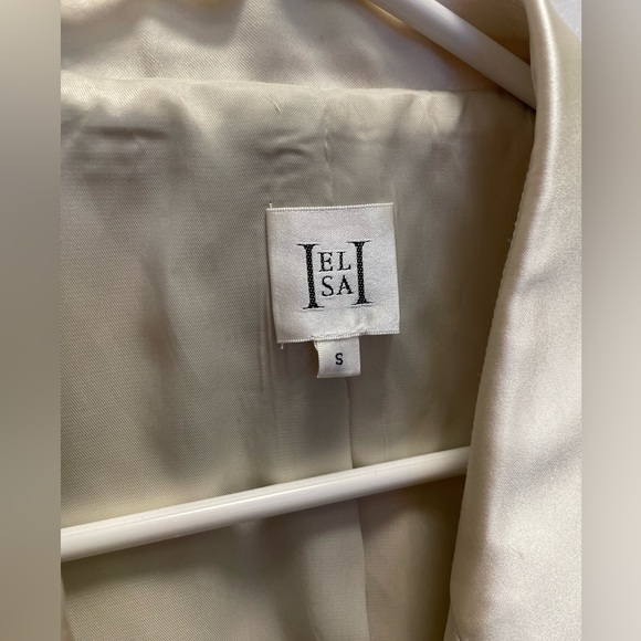 Helsa REVOLVE Heavy Satin Double Breasted Jacket in Ivory Bone - Picture 7 of 9